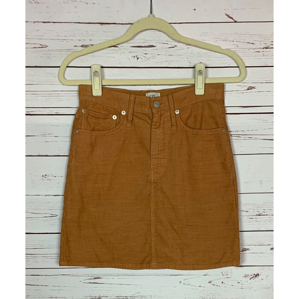 J.Crew Women's Size 24 Camel Tan Corduroy Cotton Cute With Pockets Short Skirt
